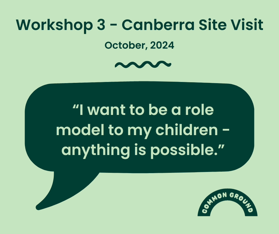 Common Ground Higher Education Program 2024-25 - Workshop 3, October, 2024 - Canberra Site Visit